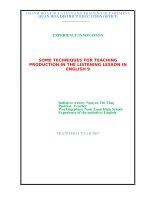 Some techniques for teaching production in the listening lesson in english 9 