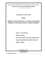 improve the efficiency of pair and group works in english lesson in high schools 