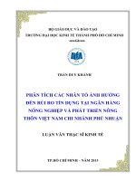 Phân tích các nhân tố ảnh hưởng đến rủi ro tín dụng tại ngân hàng nông nghiệp và phát triển nông thôn việt nam chi nhánh phú nhuận 