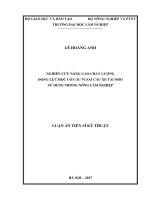 Nghiên cứu nâng cao chất lượng động lực học cơ cấu vi sai cầu xe tải nhỏ sử dụng trong nông lâm nghiệp.