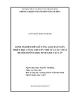 Kinh nghiệm rèn kỹ năng giải bài toán nhiệt học có sự chuyển thể của các chất để bồi dưỡng học sinh giỏi vật lí 9 