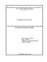 Use the question system in english language teaching in high school 