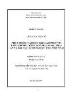 Phát triển giáo dục bậc cao phục vụ tăng trưởng kinh tế ở Mailaysia, Thái Lan và bài học kinh nghiệm cho Việt Nam (LA tiến sĩ)