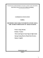 methods that help students well the word formattion in high school 