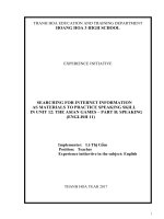 Searching for internet information as materials to practice speaking skill unit 12  the asian games   part b speaking (english 11) 