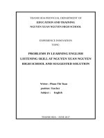 problems in learning english listening skill at nguyen xuan nguyen high school and suggested solution 