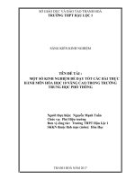 Một số kinh nghiệm để dạy tốt các bài toán thực hành môn hóa học 10 nâng cao trong trường trung học phổ thông 