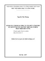 Đánh giá cảnh quan phục vụ tổ chức lãnh thổ du lịch vùng Tây Nguyên trên quan điểm phát triển bền vững (tt)