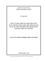 Quản lý hoạt động dạy học môn Toán ở các trường THPT huyện Hưng Hà, tỉnh Thái Bình theo định hướng giáo dục THPT sau năm 2015