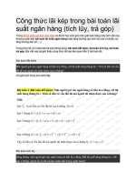 Công thức lãi kép trong bài toán lãi suất ngân hàng (tích lũy, trả góp)