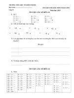 BÀI TẬP ÔN TOÁN CUỐI NĂM LỚP 1