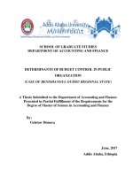 DETERMINANTS OF BUDGET CONTROL IN PUBLIC ORGANZATION (CASE OF BENISHANGUL GUMZU REGIONAL STATE) 