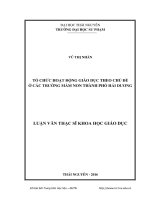 Tổ chức hoạt động giáo dục theo chủ đề ở các trường mầm non thành phố hải dương 