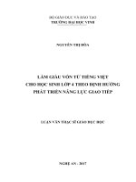 LÀM GIÀU VỐN TỪ TIẾNG VIỆT CHO HỌC SINH LỚP 4 THEO ĐỊNH HƯỚNG PHÁT TRIỂN NĂNG LỰC GIAO TIẾP