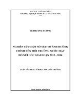 Nghiên cứu một số yếu tố ảnh hưởng chính đến môi trường nước mặt hồ núi cốc giai đoạn 2015 – 2016