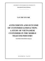 Antecedents and outcome of customer satissfaction a study of vietnamese customers in the mobile telecom industry 