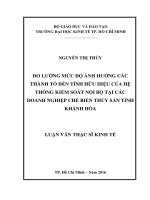 Đo lường mức độ ảnh hưởng các thành tố đến tính hữu hiệu của hệ thống kiểm soát nội bộ tại các doanh nghiệp chế biến thủy sản tỉnh khánh hòa 