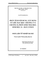 Phân tích nội dung, xây dựng tư liệu dạy học chương I và chương II, phần Sinh thái học. Sinh học 12  ban cơ bản (Khóa luận tốt nghiệp)