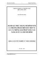 Đánh giá thực trạng mô hình nuôi cá thương phẩm trên đất một vụ lúa và những giải pháp nâng cao năng suất cá cho mô hình (Khóa luận tốt nghiệp)