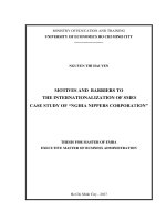 Motives and barriers to the internationalization of smes case study of “nghia nippers corporation 