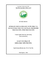 Đánh giá chất lượng đất, nước phục vụ sản xuất rau màu xã cao ngạn, thành phố thái nguyên, tỉnh thái nguyên 