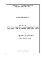Sử dụng tam thức bậc 2 giải các bài toán tìm giá trị lớn nhất, nhỏ nhất trong phần cơ học lớp 10 