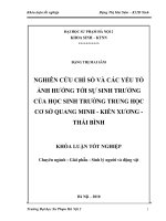 Nghiên cứu chỉ số và các yếu tố ảnh hưởng tới sự sinh trưởng của học sinh trường trung học cơ sở Quang Minh  Kiến Xương  Thái Bình (Khóa luận tốt nghiệp)
