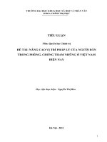 NÂNG CAO VỊ TRÍ PHÁP LÝ CỦA NGƯỜI DÂN TRONG PHÒNG, CHỐNG THAM NHŨNG Ở VIỆT NAM HIỆN NAY