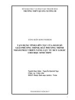Vận dụng tính liên tục của hàm số giải phương trình, bất phương trình nhằm phát triển năng lực tư duy logic cho học sinh THPT 