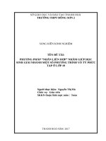Phương pháp nhân liên hợp nhằm giúp học sinh giải nhanh một số phương trình vô tỉ phức tạp ở lớp 10  