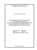 Kinh nghiệm giáo dục kỹ năng sống và vận dụng kỹ năng sống để viết văn nghị luận xã hội cho học sinh qua truyện cười “tam đại con gà”, chương trình ngữ văn 10, ban cơ bản 