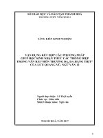 Vận dụng kết hợp các phương pháp giúp học sinh nhận thức các thong điệp trong văn bài hồn trương ba, da hàng thịt của lưu quang vũ, ngữ văn 12 