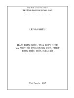 Hàm đơn điệu, tựa đơn điệu và một số ứng dụng của phép đơn điệu hóa hàm số (LV thạc sĩ)