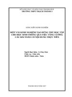 Một vài kinh nghiệm tạo hứng thú học tập cho học sinh thông qua việc tăng cường các bài toán có nội dung thực tiễn 