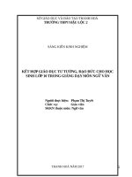 Kết hợp giáo dục tư tưởng, đạo đức cho học sinh lớp 10 trong giảng dạy môn ngữ văn  