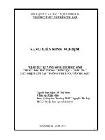Giáo dục kĩ năng sống cho học sinh trung học phổ thông thông qua công tác chủ nhiệm lớp tại trường THPT nguyễn thị lợi 