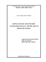 Hướng dẫn học sinh tìm hiểu về hooc môn insulin   để hiểu hơn về bệnh tiểu đường 