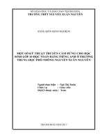 Một số kỹ thuật truyền cảm hứng cho học sinh lớp 10 học toán bằng tiếng anh ở trường THPT nguyễn xuân nguyên 2 