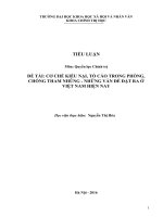 CƠ CHẾ KIẾU NẠI, TỐ CÁO TRONG PHÒNG, CHỐNG THAM NHŨNG  NHỮNG VẤN ĐỀ ĐẶT RA Ở VIỆT NAM HIỆN NAY