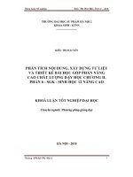 Phân tích nội dung, xây dựng tư liệu và thiết kế bài học góp phần nâng cao chất lượng dạy học chương II, phần 6  SGK  Sinh học 12 nâng cao (Khóa luận tốt nghiệp)