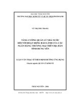 Tăng cường quản lý nhà nước đối với hoạt động bảo lãnh của các Ngân hàng thương mại trên địa bàn tỉnh Hưng Yên (LV thạc sĩ)