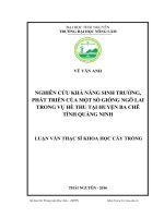 Nghiên cứu khả năng sinh trưởng, phát triển của một số giống ngô lai trong vụ hè thu tại huyện Ba Chẽ  tỉnh Quảng Ninh (LV thạc sĩ)