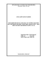 Tích hợp nội dung giáo dục tư tưởng đạo đức hồ chí minh cho học sinh THPT trong dạy   học thơ văn hồ chí minh ở lớp 11 và 12 