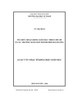 Tổ chức hoạt động giáo dục theo chủ đề ở các trường mầm non thành phố Hải Dương (LV thạc sĩ)