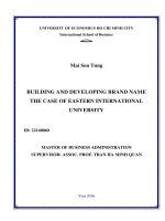 Building and developing brand name the case of eastern interational university 