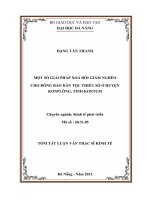 Một số giải pháp xoá đói giảm nghèo cho đồng bào dân tộc thiểu số ở huyện KonPLông, tỉnh kontum (tt) 