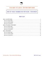 GIAO TRÌNH VAT LY    PHAN10  300 CAU TRAC NGHIEM NGUYEN HAM   TICH PHAN