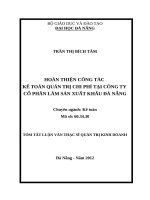 Hoàn thiện công tác kế toán quản trị chi phí tại công ty cổ phần lâm sản xuất khẩu đà nẵng (tt) 