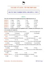 GIAO TRÌNH VAT LY    PHAN04  100 CAU TRAC NGHIEM TIENG ANH LOP 12 UNIT 1 