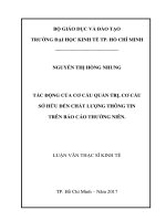 Tác động của cơ cấu quản trị, cơ cấu sở hữu đến chất lượng thông tin trên báo cáo thường niên 